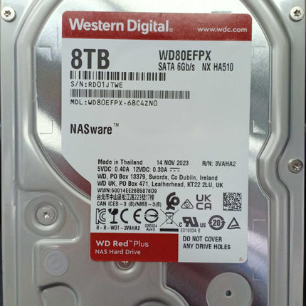 WD Red Plus 8TB NAS 3.5" Internal Hard Drive - 5640 RPM Class, SATA 6Gb/s, CMR, 128MB Cache