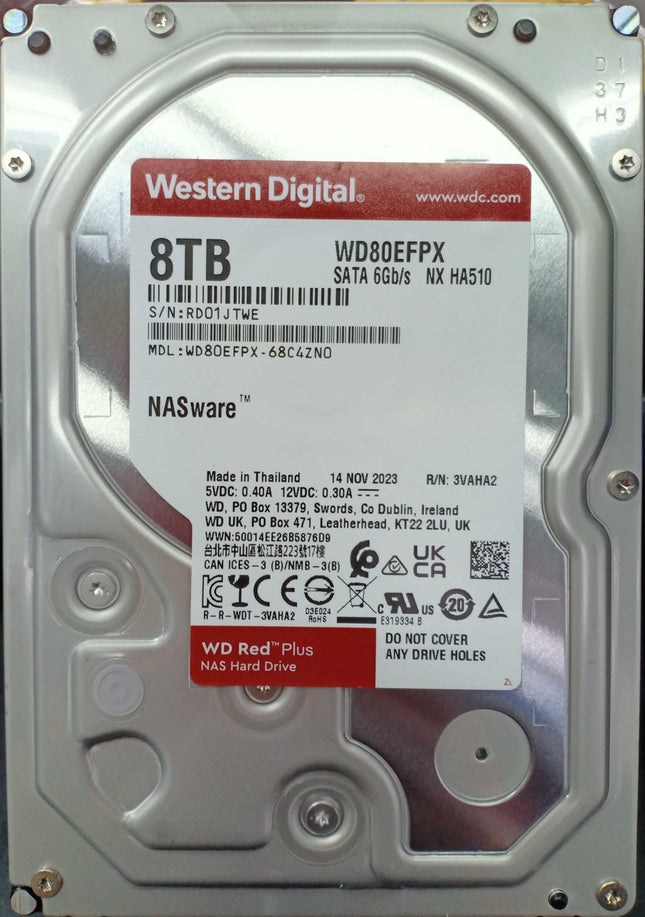 WD Red Plus 8TB NAS 3.5" Internal Hard Drive - 5640 RPM Class, SATA 6Gb/s, CMR, 128MB Cache