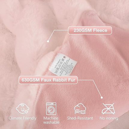 ORINOVA Pink Fluffy Blanket for Couch Living Room Faux Fur 50x60 Fuzzy Throw Blanket for Bed Soft Furry Bed Comforter Cozy Home Decor Gifts 860 GSM