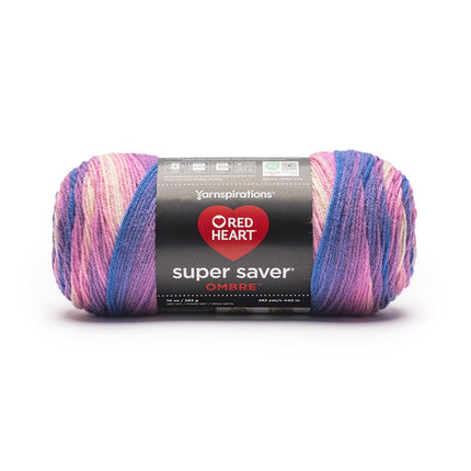 Red Heart Super Saver Ombre Party Yarn - 2 Pack of 283g/10oz - 100% Acrylic - #4 Worsted (Medium) - 482 Yards - Knitting/Crochet