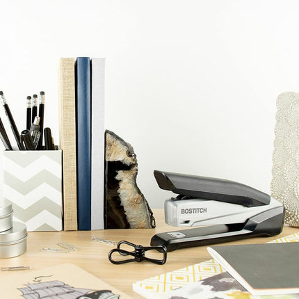 PaperPro inPOWER20-3 in 1 Stapler - One Finger, No Effort, Spring Powered Stapler, Gray (1100)