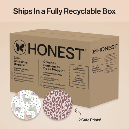 The Honest Company Clean Conscious Diapers | Plant-Based, Sustainable | Just Peachy + Flower Power | Super Club Box, Size 4 (22-37 lbs), 104 Count
