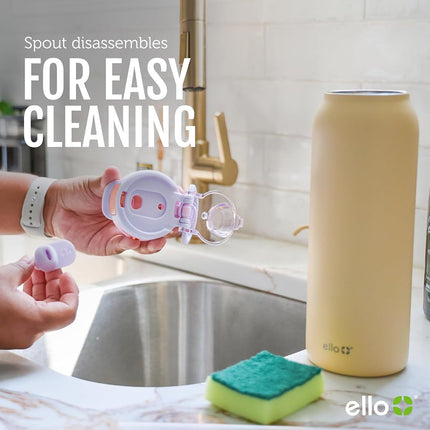 Ello Pop & Fill 22oz Stainless Steel Water Bottle with Quick Fill Technology, Double Walled and Vacuum Insulated Metal, Leak Proof Locking Lid, Sip and Chug, Reusable, BPA Free, Fresh Dew