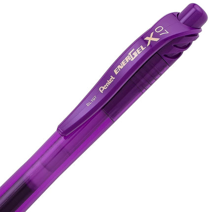 Pentel EnerGel-X Retractable Liquid Gel Pen 0.7mm, Metal Tip, Medium, Violet Ink (2 Pack) (BL107BP2V)