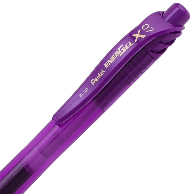 Pentel EnerGel-X Retractable Liquid Gel Pen, 0.7mm, Medium Line, Metal Tip, Violet, 3 Pack (BL107BP3V)