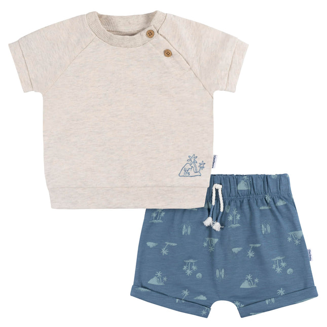 Gerber baby-boys T-shirt and Shorts Set, Surf, 18 