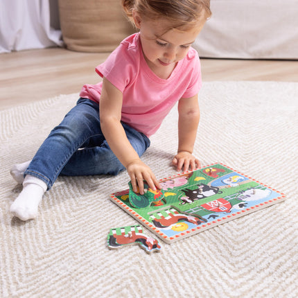 Melissa & Doug Puzles de Perillas y Clavijas de Madera, Estilo Clásico, 31 Piezas, 4 Juegos, Edades 2-5