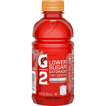 Boisson pour sportifs Gatorade G2 Désaltérante, Punch aux fruits, bouteille de 355 ml, paquet de 12, électrolytes pour la réhydratation