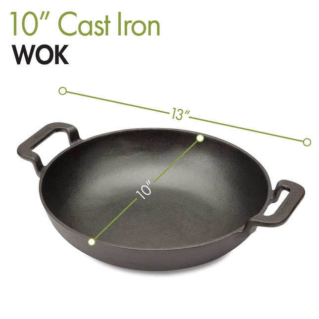 Cuisinart CCW-800, Wok para parrilla de hierro fundido pre-sazonado, 25.4 cm