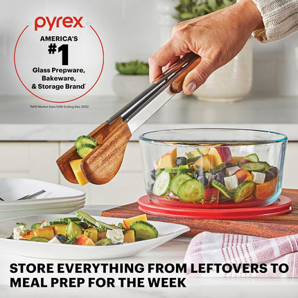 Pyrex Simply Store Rectangular Glass Food Containers with BPA Free Plastic Lids Multi-Coloured – Airtight Freshness Seal – Stain and Odour Resistant Tempered Glass, 24-Piece Set