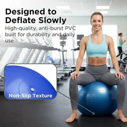 TheraBand Exercise Ball, Professional Series Stability Ball with 75 cm Diameter for Athletes 6'2" to 6'8" Tall, Slow Deflate Fitness Ball for Improved Posture, Balance, Yoga, Pilates, Core, Blue