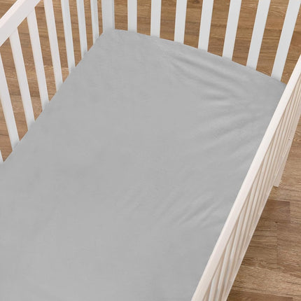 TL Care Heavenly Soft Chenille Fitted Crib Sheet for Standard Crib and Toddler Mattresses, Grey,28 x 52, for Boys and Girls