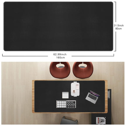 CENNBIE Leather Desk Mat, 160x80 cm Extra Large Desk Pad Blotter Protector, Extended Non-Slip Mouse Pad, Waterproof PU Leather Desk Mat on top of desks Large for Office and Home (Black)