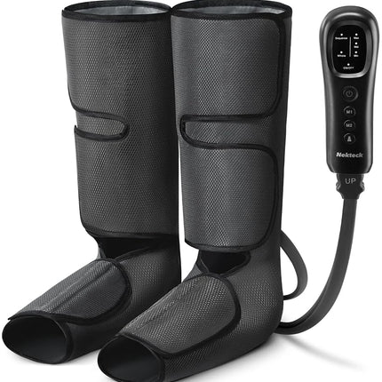Masseur de jambes Nekteck avec compression d'air pour la circulation et la relaxation, appareil de massage des pieds et des mollets avec télécommande, 2 modes, 3 intensités, enveloppes de jambes réglables pour la maison et le bureau