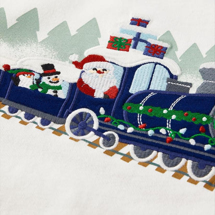 Gymboree Boys and Toddler Embroidered Graphic Long Sleeve Layered T-Shirts, Santa Train, 7