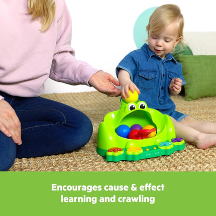 Bright Starts Poppin' Ball Frog Ball Play Toy, Launching, Bouncing & Ramp Racer Toy, Crawl and Chase, Unisex, 6 Months+