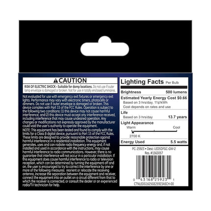 G E Lighting 25923 5.5W LED G16 Bulb (2 Pack), 26 Piece