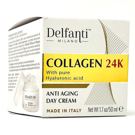 DELFANTI Milano Crema de día antienvejecimiento con colágeno 24K Hecho en Italia 50 ml