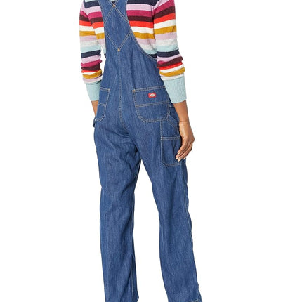 Dickies Women's Denim Bib Overall, Medium Stonewash w/Bleach, 2X-Large