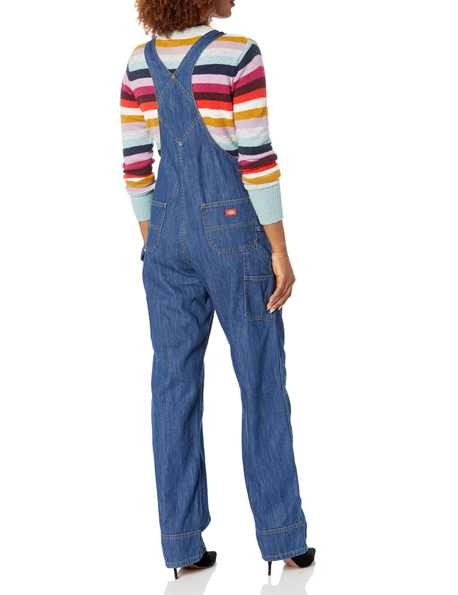 Dickies Women's Denim Bib Overall, Medium Stonewash w/Bleach, 2X-Large