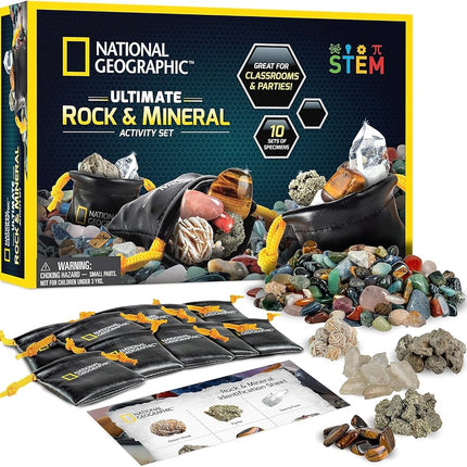 National Geographic Kids Rock Collection – 1.25 Lb Assorted Rocks, Minerals & Gemstones Plus 50 Cool Rocks and Minerals to Share, STEM Earth Science Kit for The Classroom, Easter Basket Stuffers