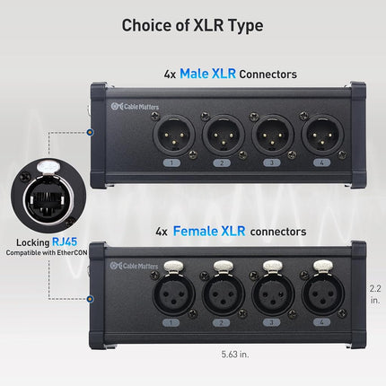 Cable Matters 500ft XLR Audio Cable, 4 Channel Breakout Kit with XLR Splitter Boxes, Compatible with EtherCON, Black