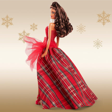 Barbie Holiday Dolls, Seasonal Collector Gift, Signature, Plaid Gown with Red Bow, Displayable Packaging, Light Brown Hair, HRM67
