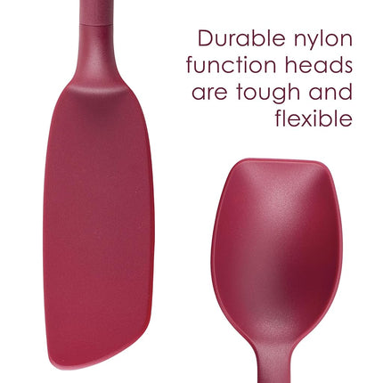 Rachael Ray Outils et ustensiles Lazy Crush & Chop, spatule flexible et cuillère racloir/ustensiles de cuisine – Lot de 3 pièces, Rouge bordeaux