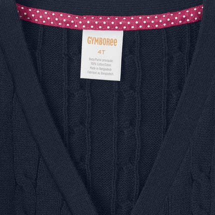 Gymboree Girls' and Toddler Long Sleeve Cable Knit Cardigan Sweater, Bunnys Tail Bow, 7