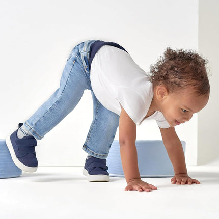 Gerber Baby Toddler Rib Waist Stretch Denim Skinny Jeans, Dark Blue Denim, 12 Months