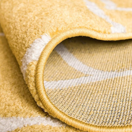 Unique Loom Trellis Frieze Collection Area Rug - Rounded (3' Round, Yellow/Ivory)