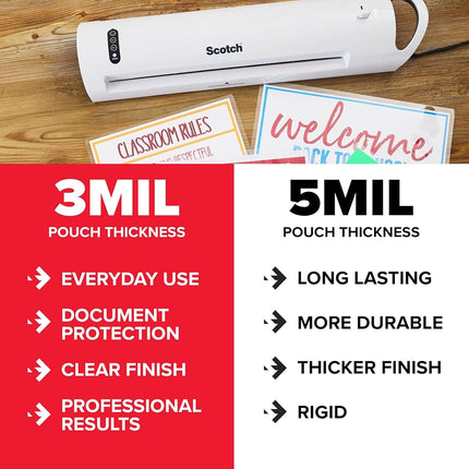 Scotch Matte Thermal Laminating Pouches, Ultra Clear with Matte Finish, Letter Size 8.9 in x 11.4 in, 50-Pack