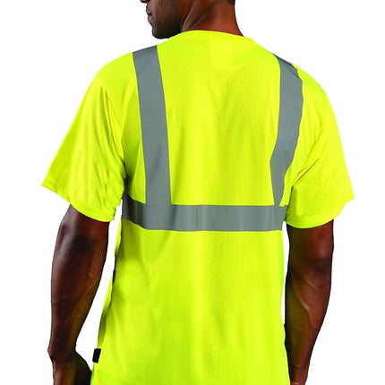 OccuNomix LUX-SSETP2B-YM Classic Standard Short Sleeve Wicking Birdseye T-Shirt, Class 2, 100% ANSI Wicking Polyester Birdseye, Medium, Yellow (High Visibility)