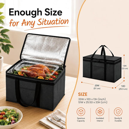 NZ home Food Delivery Bag, Thermal Cool Bag (2XL, Black, 2 Pack)