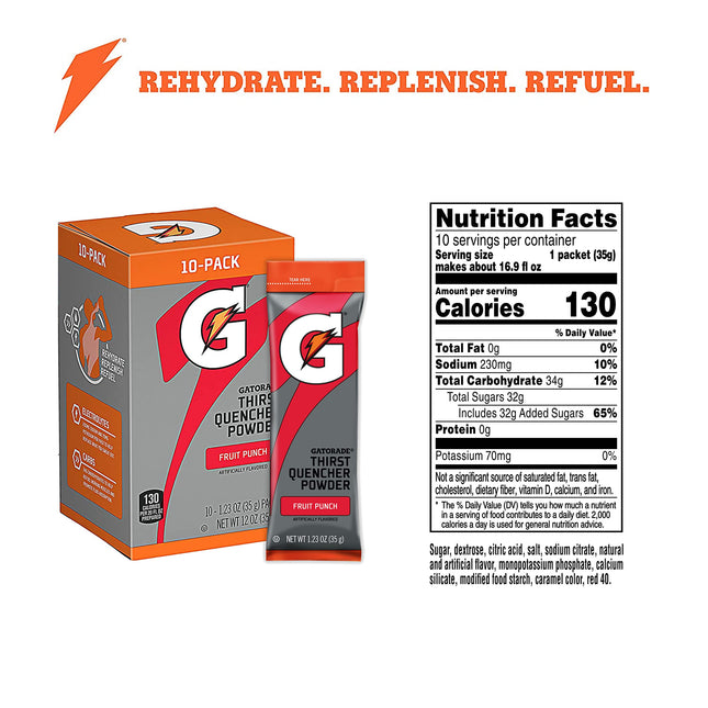 Gatorade Thirst Quencher Powder, Fruit Punch, 1.23oz Packets, Makes 20 ounces (80 Pack)