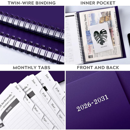2026-2031 Monthly Planner/Monthly Calendar - 5 Year Planner from Jul. 2026 - Jun. 2031, 60 Month Planners, 9" x 11", Monthlys Calendar 2026-2031 with Tabs + Double-Side Pocket + Durable Polypropylene