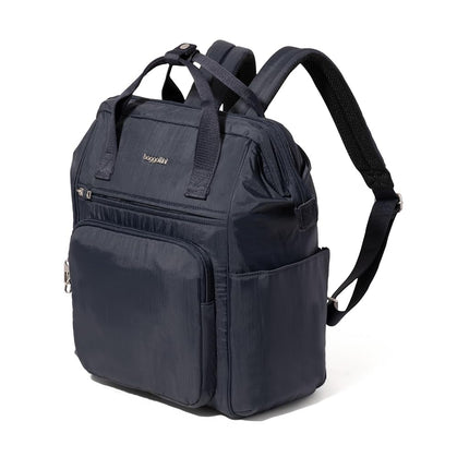 Baggallini Women's Securtex Anti-Theft Windsor Backpack for Travel, Work & Collage, RFID & Locking Zipper, Up to 16" Laptop, French Navy, M, Securtex Anti-theft Windsor Backpack for Travel