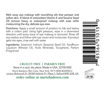 Mario Badescu Carnation Eye Makeup Remover Oil, Ideal for Combination, Dry or Sensitive Skin, Cleansing and Moisturizing Waterproof Mascara Remover with Sesame Seed Oil, 2 Oz