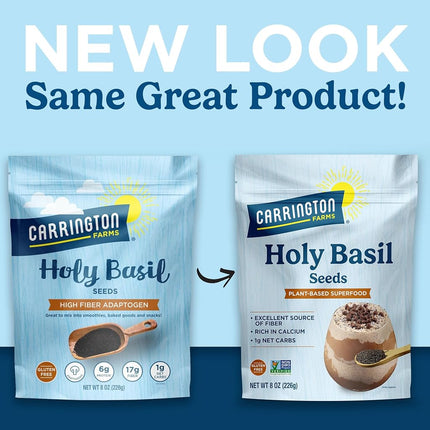 Carrington Farms Holy Basil Seeds – Gluten Free, Paleo, Keto, High Fiber Seeds – Calcium Packed Daily Nutrition Boost, Add into Favorite Recipes (8 oz)