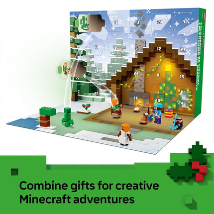 LEGO Minecraft Advent Calendar 2025 for 7+ Year Old Boys & Girls - Christmas Countdown Toy with 24 Surprises incl. Minifigures & Mini Builds - Gaming Gift - 21280