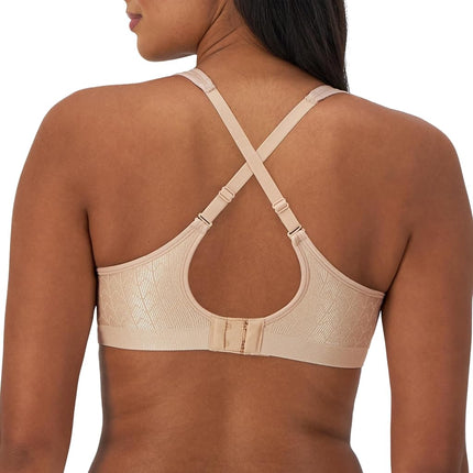 Bali Comfort Revolution Wireless Bra, Full-Coverage Wirefree Bra, Wireless Everyday Bra with Cool Comfort Fabric, Almond Zag, 34C