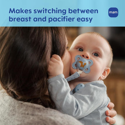 MAM Original Pure Pacifier, Climate Neutral MAM Natural Rubber Pacifier, Sustainable & Bio-Renewable Raw Materials, Sterilizer Case, Girl, 0-6 Months, 2-Pack