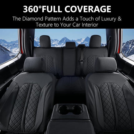 Truckiipa Custom for Dodge Ram 1500 Seat Covers Full Set Leather Seat Cover Fit for 2009-2018 Dodge Ram 1500, 2010-2023 Ram 2500 3500 Crew Mega Cab, 2019-2023 Ram 1500 Classic Only, Full Set, Black