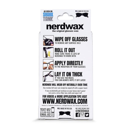 Nerdwax Stop Slipping Glasses as Seen on Shark Tank | 4 Pack -