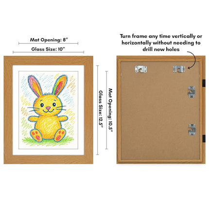 Americanflat Kids Artwork Display Frame Changeable (Dark Oak) - Magnetic Door Holds 100 Art Pieces - A4 Size Display with Mount or 10x12.5 Without Mount - My Mini Masterpiece