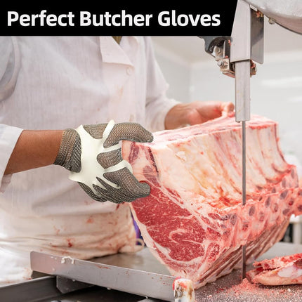 Schwer Cut Resistant Stainless Steel Mesh Gloves for Food Handling, Meat Processing Butchers Slicing Chopping Restaurant Work Safety(L)