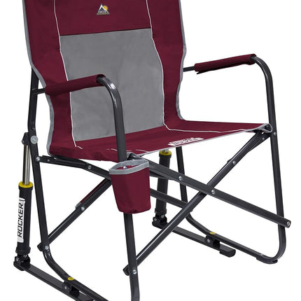 GCI Outdoor Freestyle Rocker Camping Chair | Portable Folding Rocking Chair with Solid, Durable Armrests, Drink Holder & Comfortable Backrest — Cinnamon