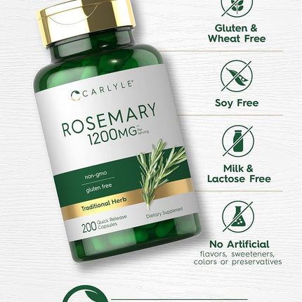 Rosemary Capsules | 1200mg | 400 Count | Non-GMO & Gluten Free Extract | by Carlyle