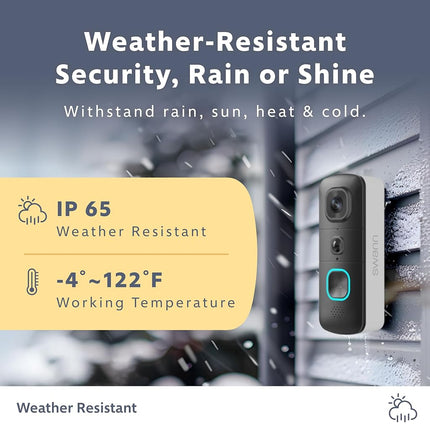 Sonnette vidéo sans fil Swann EVO - Caméra de sécurité Wi-Fi, audio bidirectionnel, détection de mouvement, vision nocturne, stockage cloud - Solution de surveillance domestique compacte et polyvalente pour une utilisation intérieure et extérieure