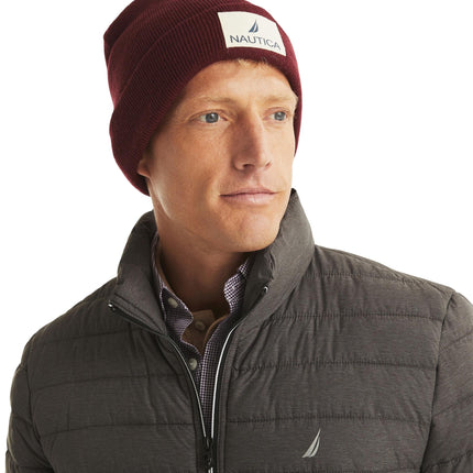 Chaqueta de plumón acolchada reversible para hombre Nautica – Abrigo de invierno elástico mecánico de peso medio, gris carbón jaspeado, XXL